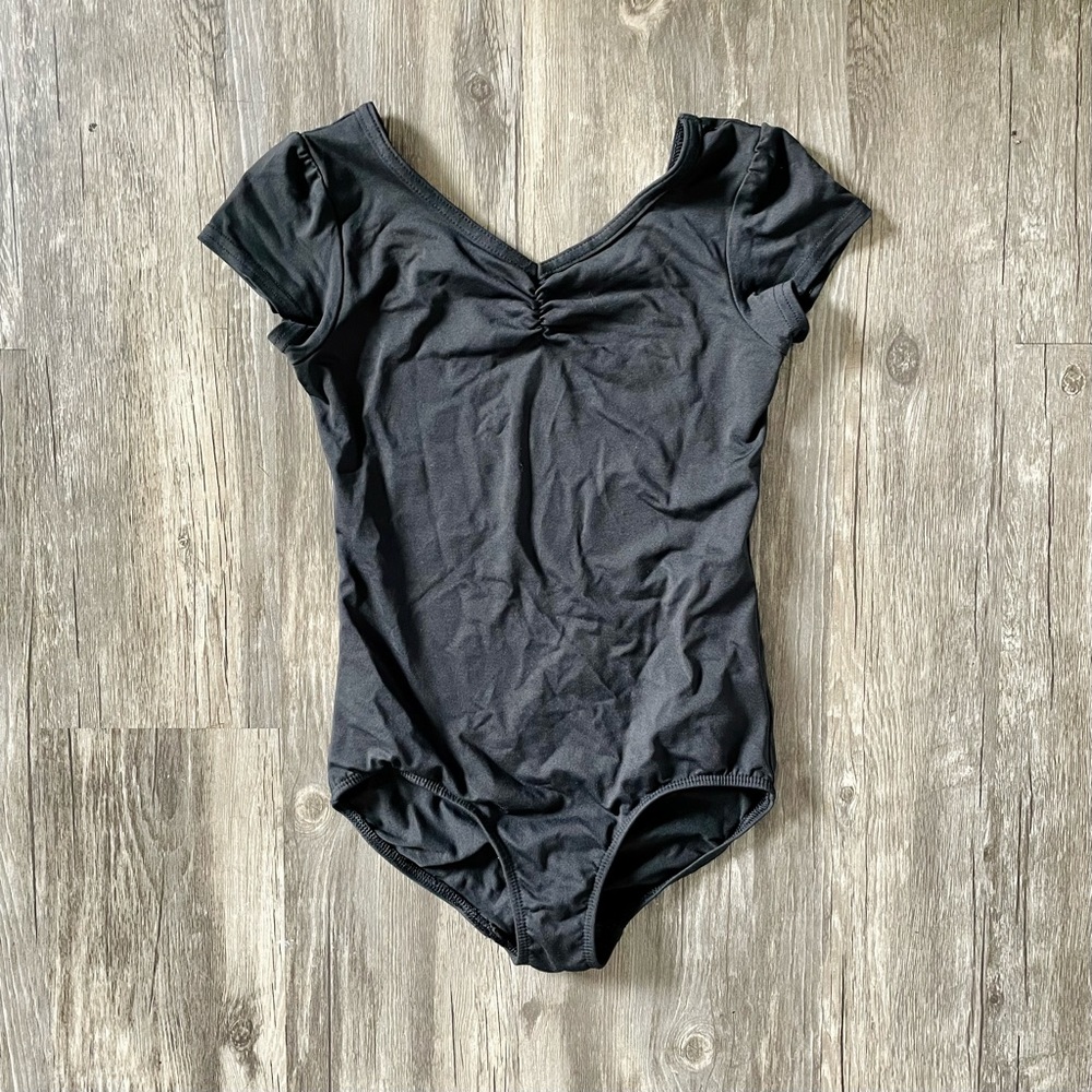 Child Ballet Leotard Black Cap Sleeve 7-8